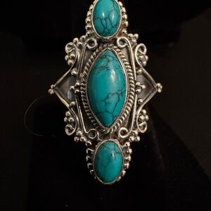 Turquoise and sterling Silver Statement‎ Ring